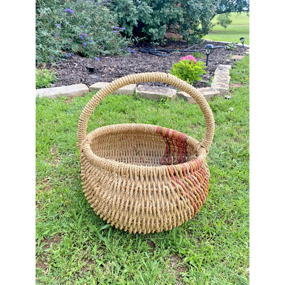 Vintage Buttocks Butt Basket Southwestern Stripe Egg Farm Flower Gathering 20" - Picture 7 of 16